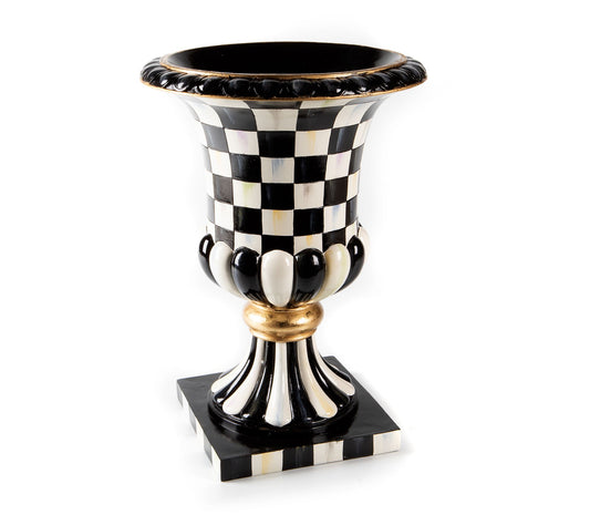 MacKenzie-Childs Courtly Check Pedestal Tabletop Urn