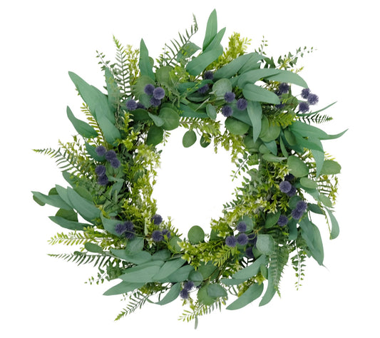 30" Artificial Eucalyptus Spring Wreath Ivory