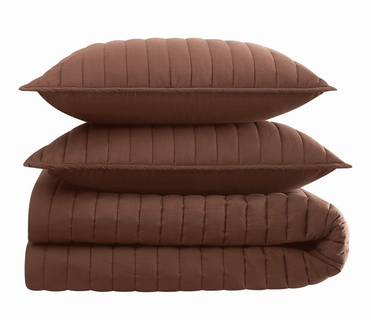 Brooklyn Loom Solid Cotton Percale Full/Queen 3Piece Quilt Set