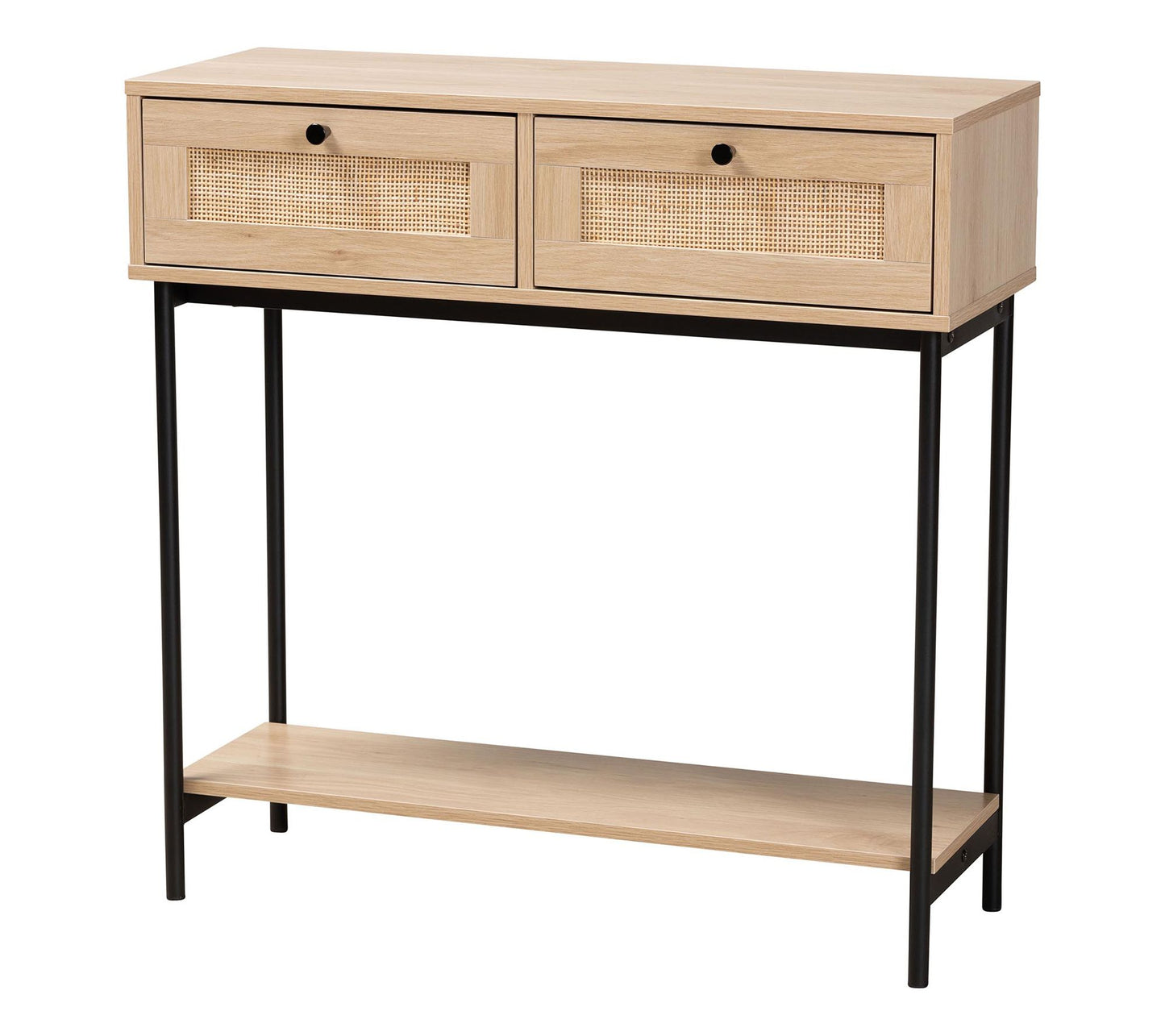 Baxton Studio Sherwin Light Brown Woven RattanConsole Table