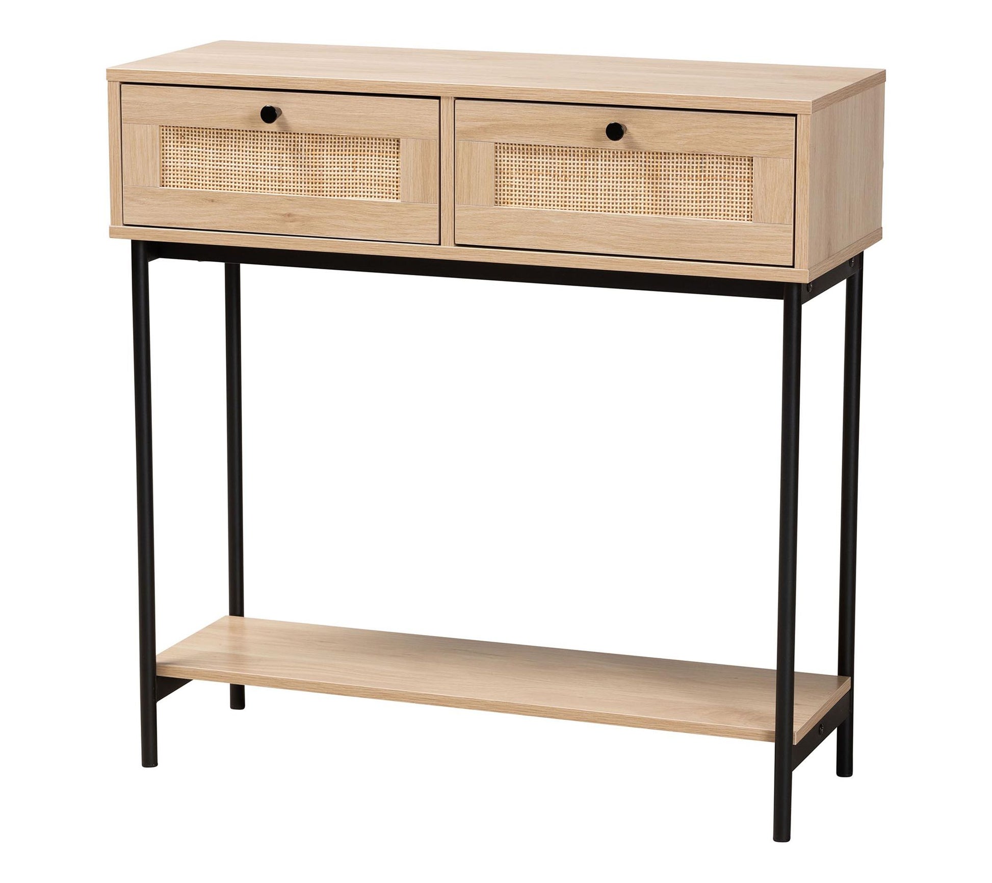 Baxton Studio Sherwin Light Brown Woven RattanConsole Table