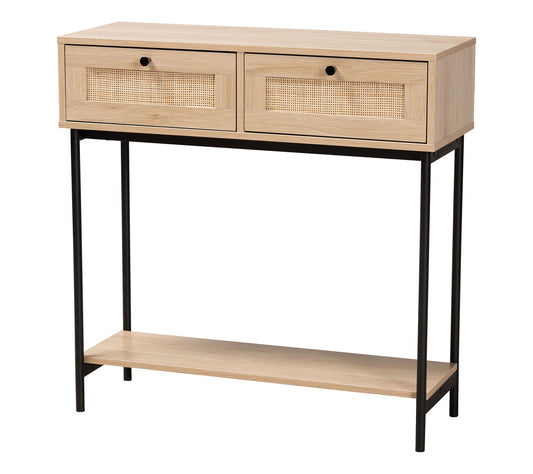 Baxton Studio Sherwin Light Brown Woven RattanConsole Table