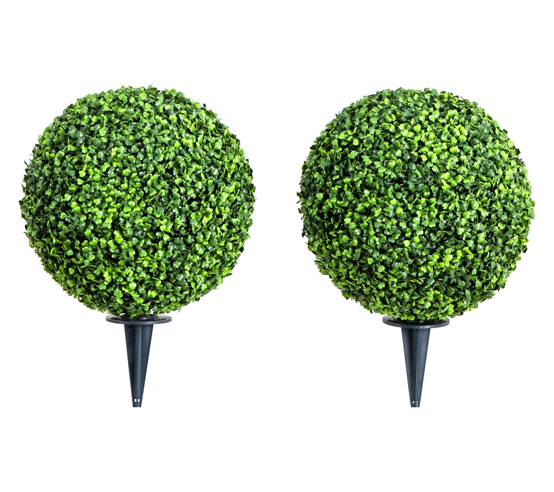 Nearly Natural Set of (2) 14" Artificial Boxwood Ball Stake