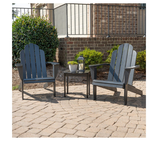 Linon Home Black Adirondack 2 Chairs and Table3Pc Set