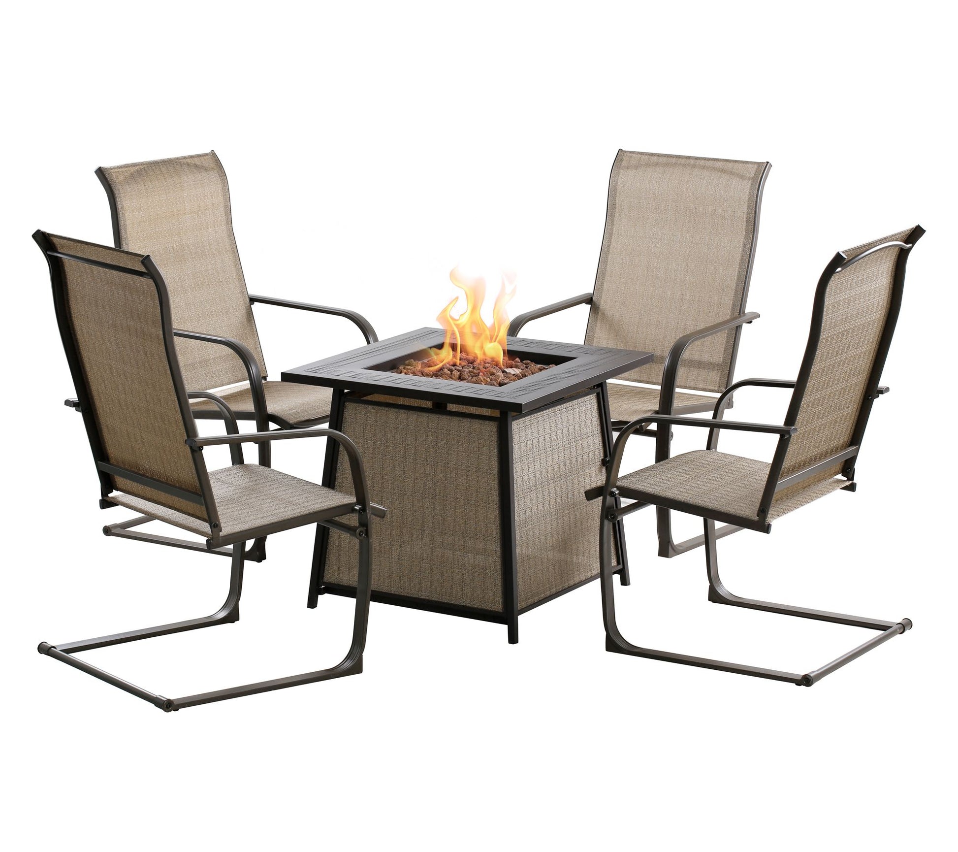 HEATMAXX 5pc Outdoor Chair Set with Gas Fire Table
