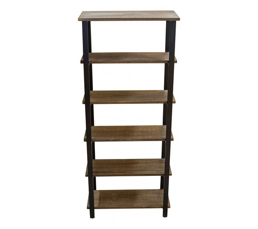Alaterre Furniture Pomona 70"  Wood & Metal 5-Shelf Bookcase