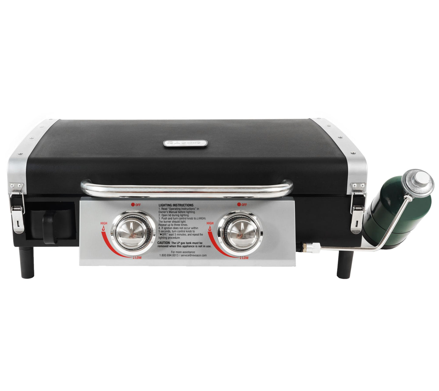 Razor 2-Burner Portable Gas Griddle with Lid