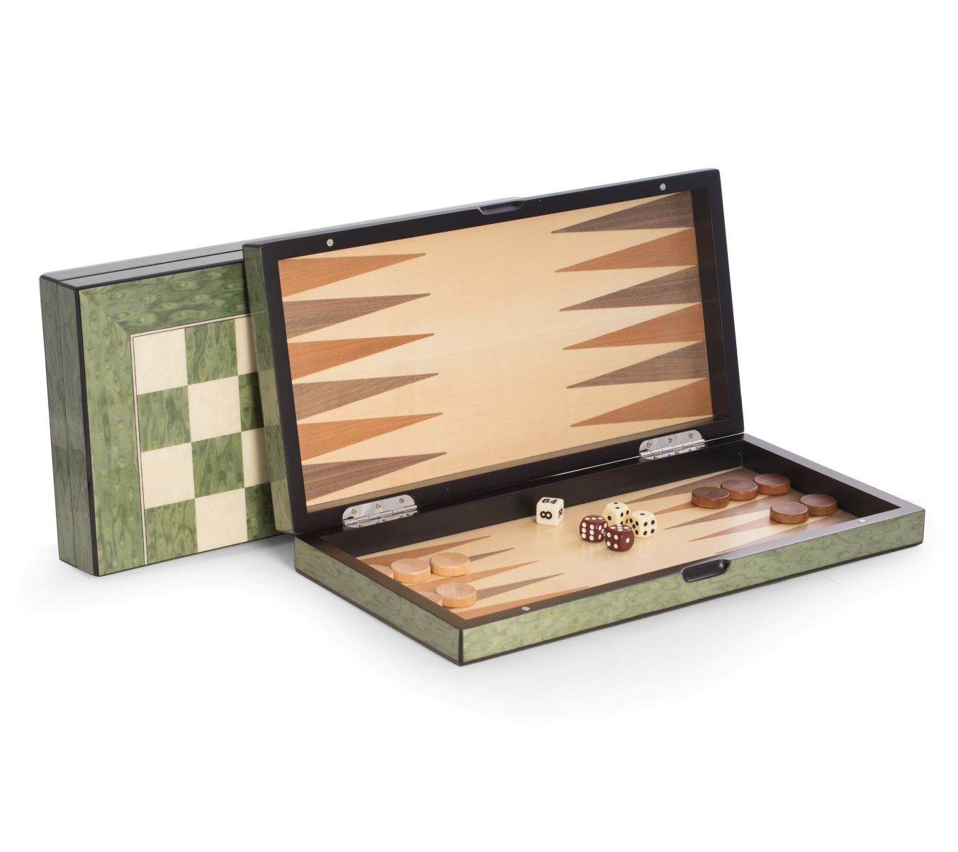 Bey-Berk Backgammon, Chess and Checkers Set, Green