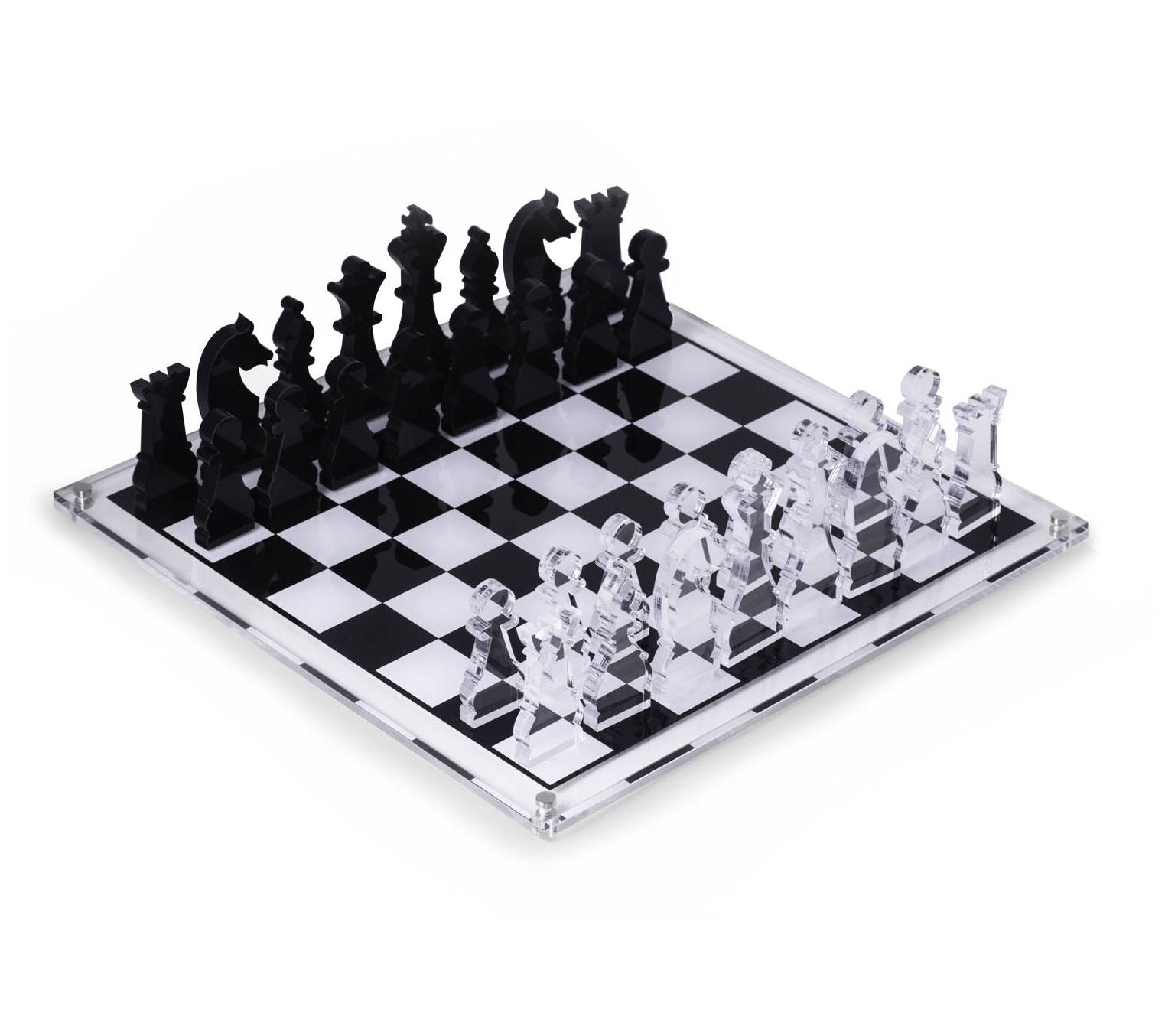 Acrylic 28 Piece Chess Set, King Measure 4",  Board 14" x 14"