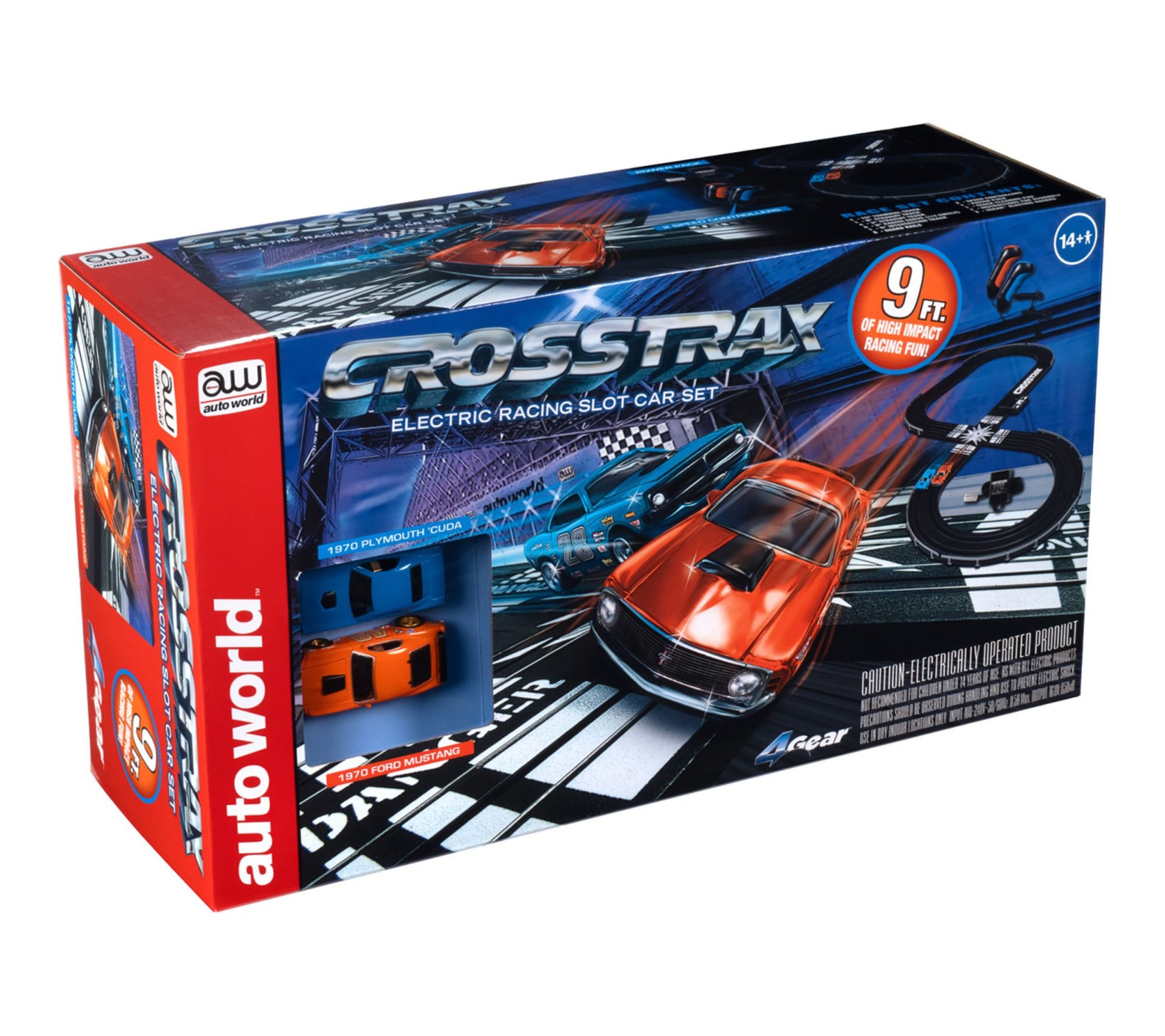 Auto World: CrossTrax Road Course 9' Slot Car Race Set